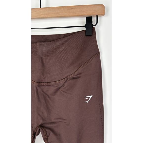 GymShark High Rise Sweat Seamless Leggings Womens Medium New B6A4T Brown - Picture 5 of 11